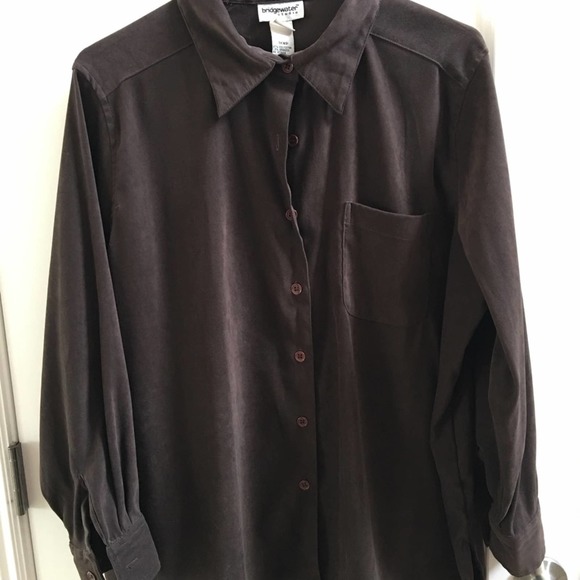 Women's Bridgewater Studio Long Sleeved Chocolate Brown Button Shirt, Size XLP - Picture 1 of 7